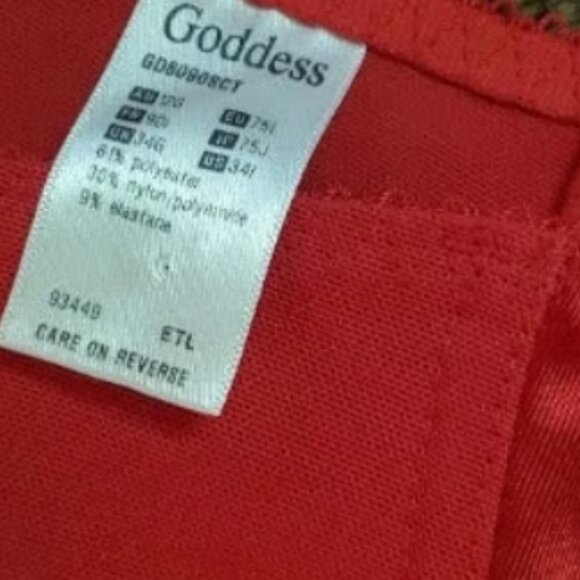 Goddess Keira Satin Banded Underwire Bra, Scarlet Red, Style 6090, 34-I LIKE NEW - Picture 4 of 4